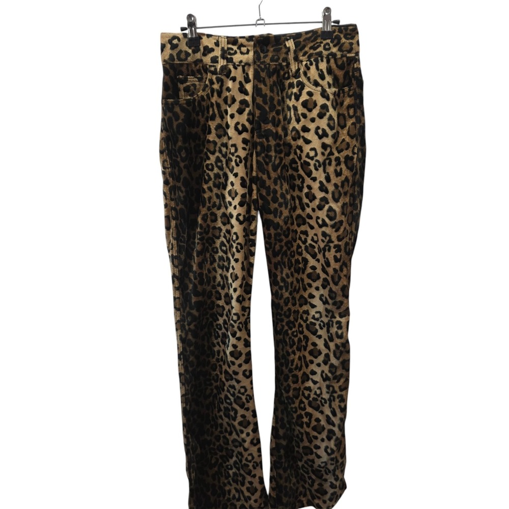 Vintage Lip Service Leopard Print Velour Pants USA Y2K Goth Punk Size 30 Bootcut